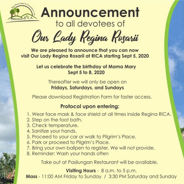 Announcement and Regina RICA Visit Form